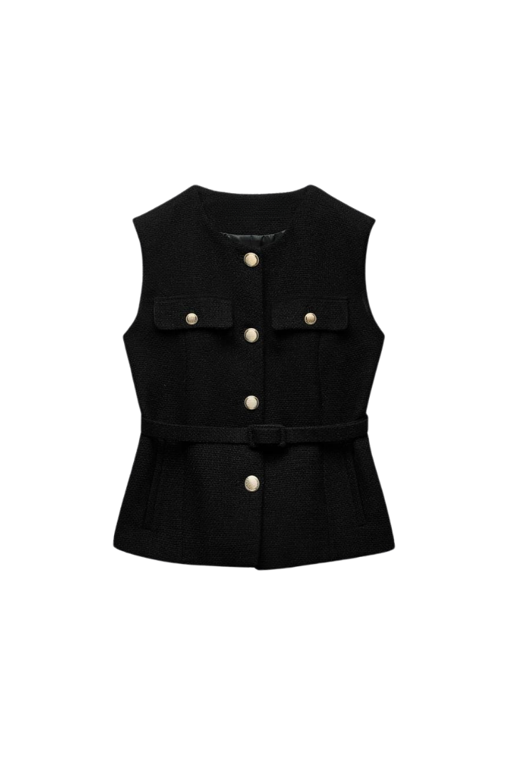 Carrie Tweed Belted Vest
