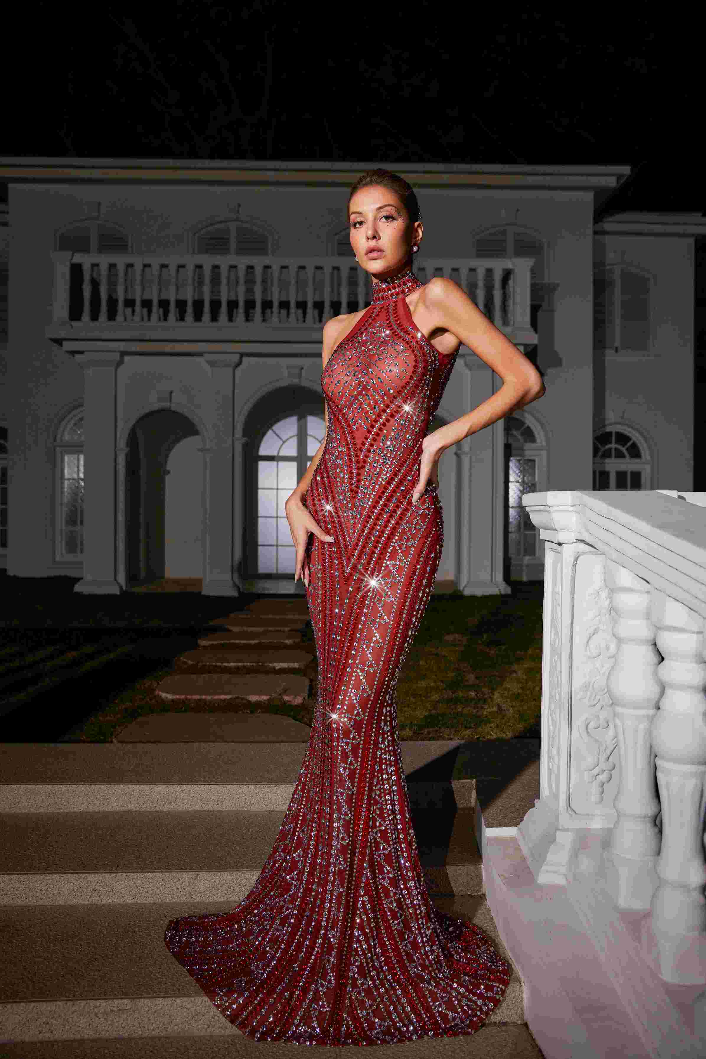 Koa Sleeveless Rhinestone Maxi Dress