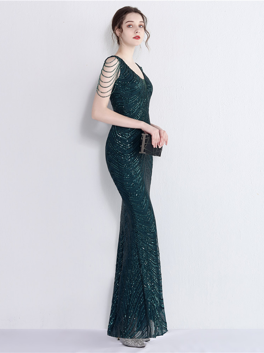 Fiona Boncuk Zincir Maxi Elbise