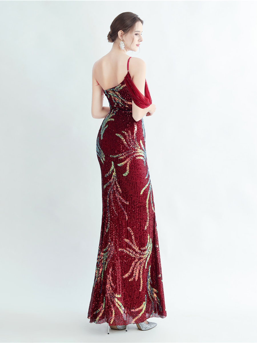 Elegantes Maxikleid Idalia mit Federverzierungen