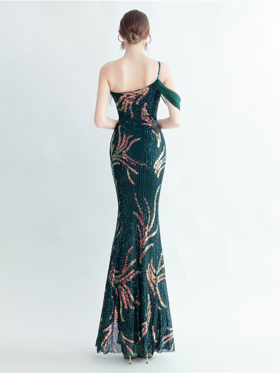 Elegantes Maxikleid Idalia mit Federverzierungen