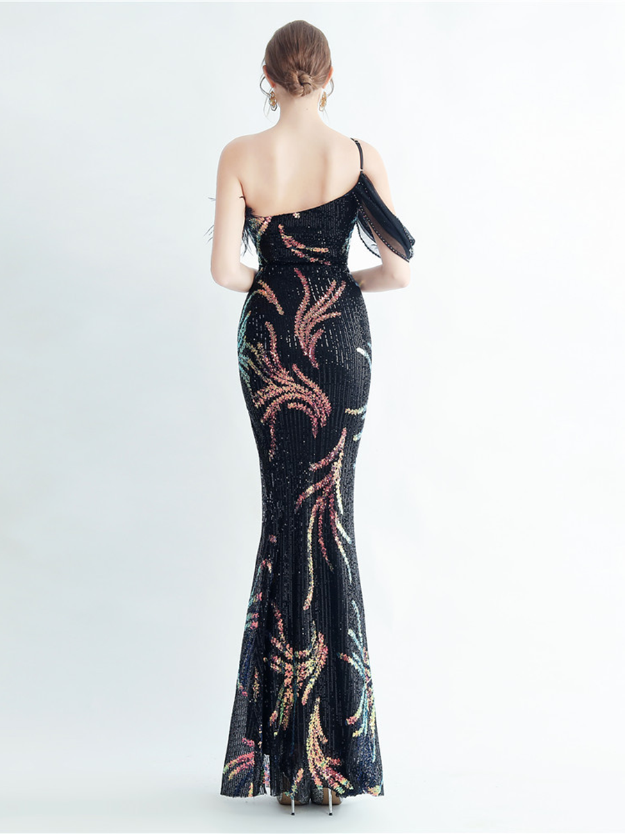 Elegantes Maxikleid Idalia mit Federverzierungen