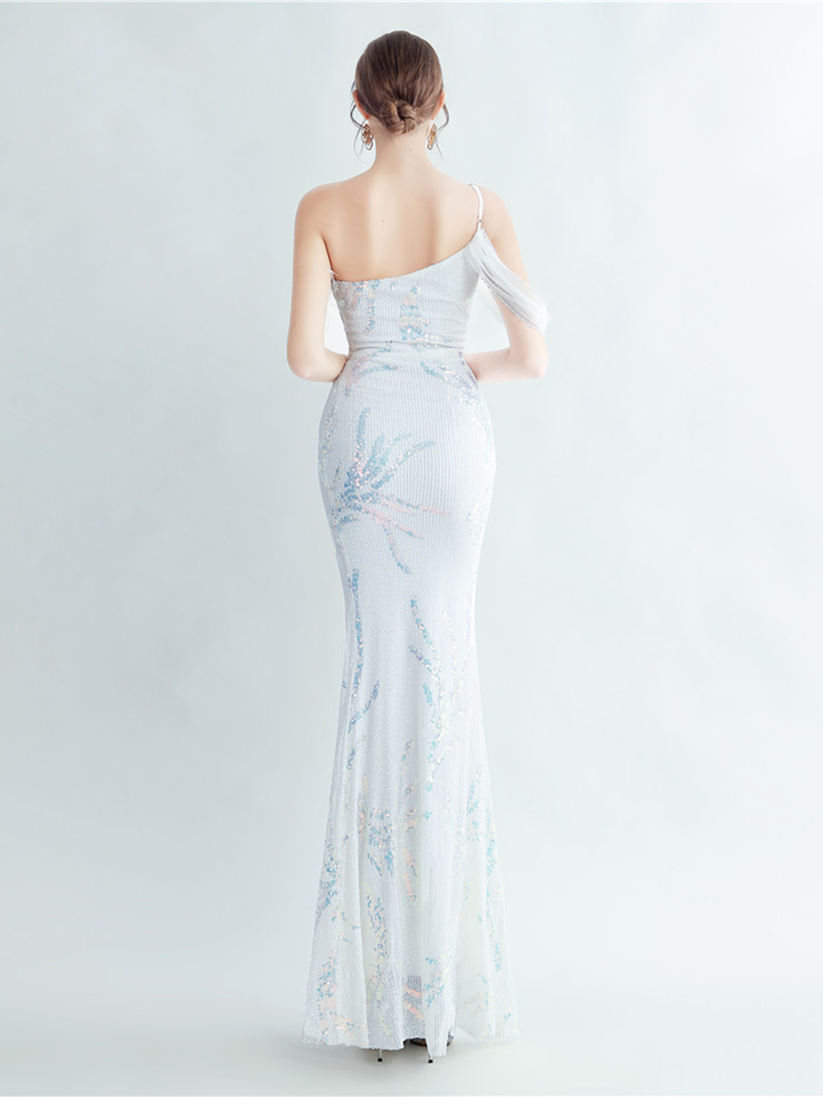 Elegantes Maxikleid Idalia mit Federverzierungen