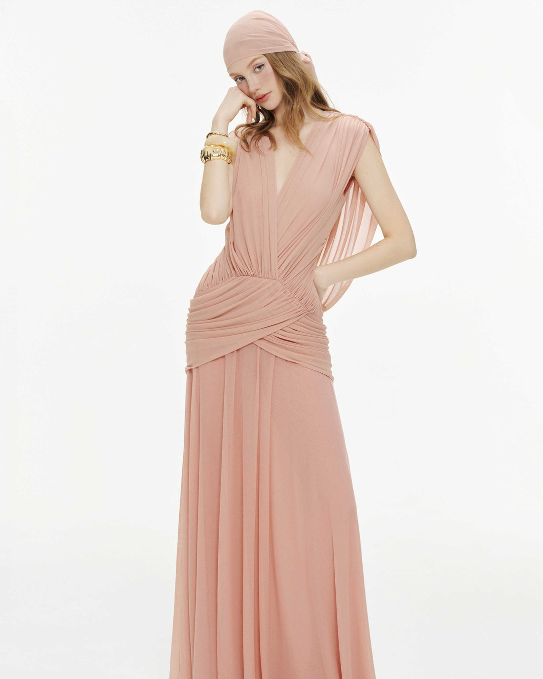 Fleur Maxi Elbise-Pastel Şeftali