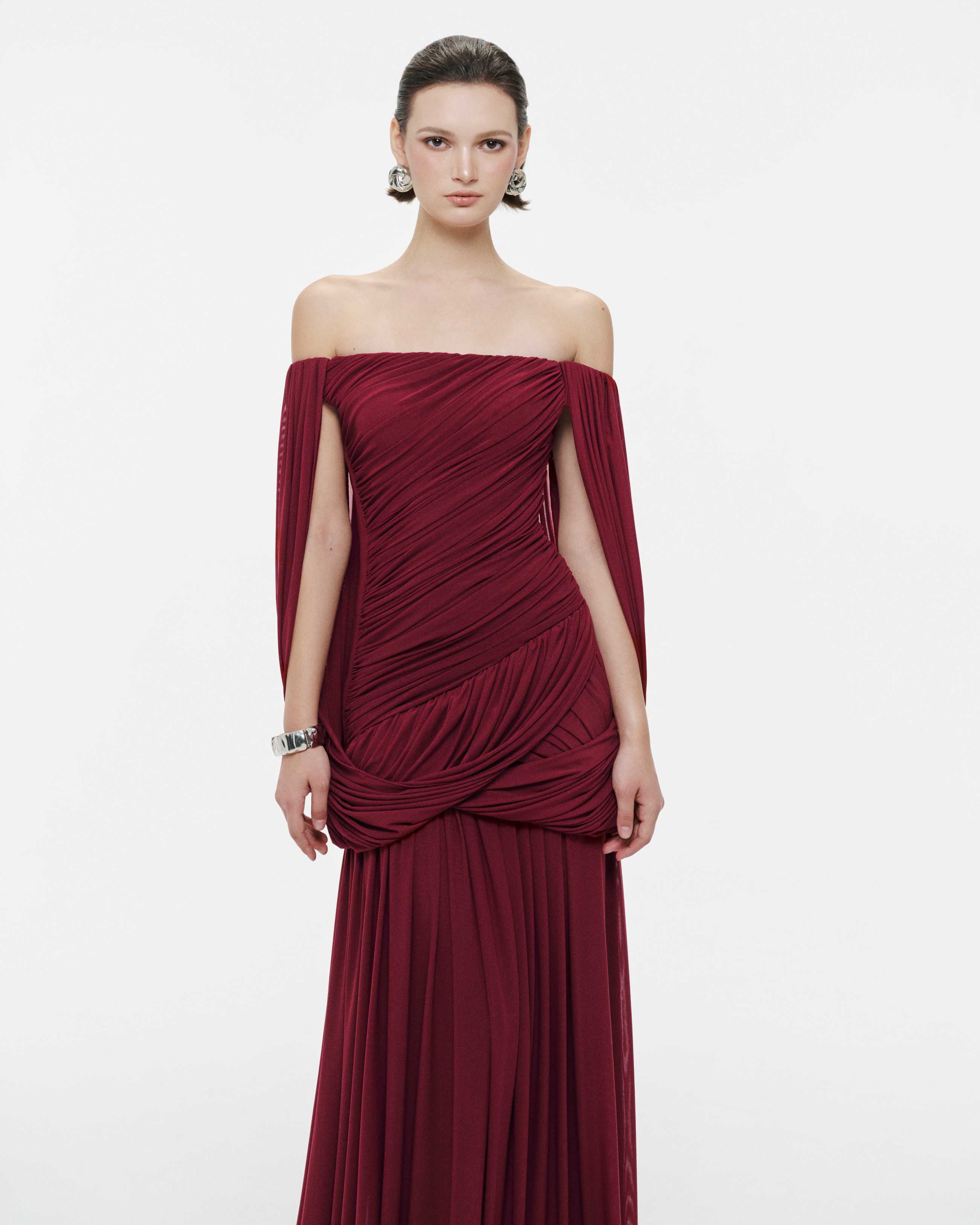 Avril Maxi Elbise-Bordo