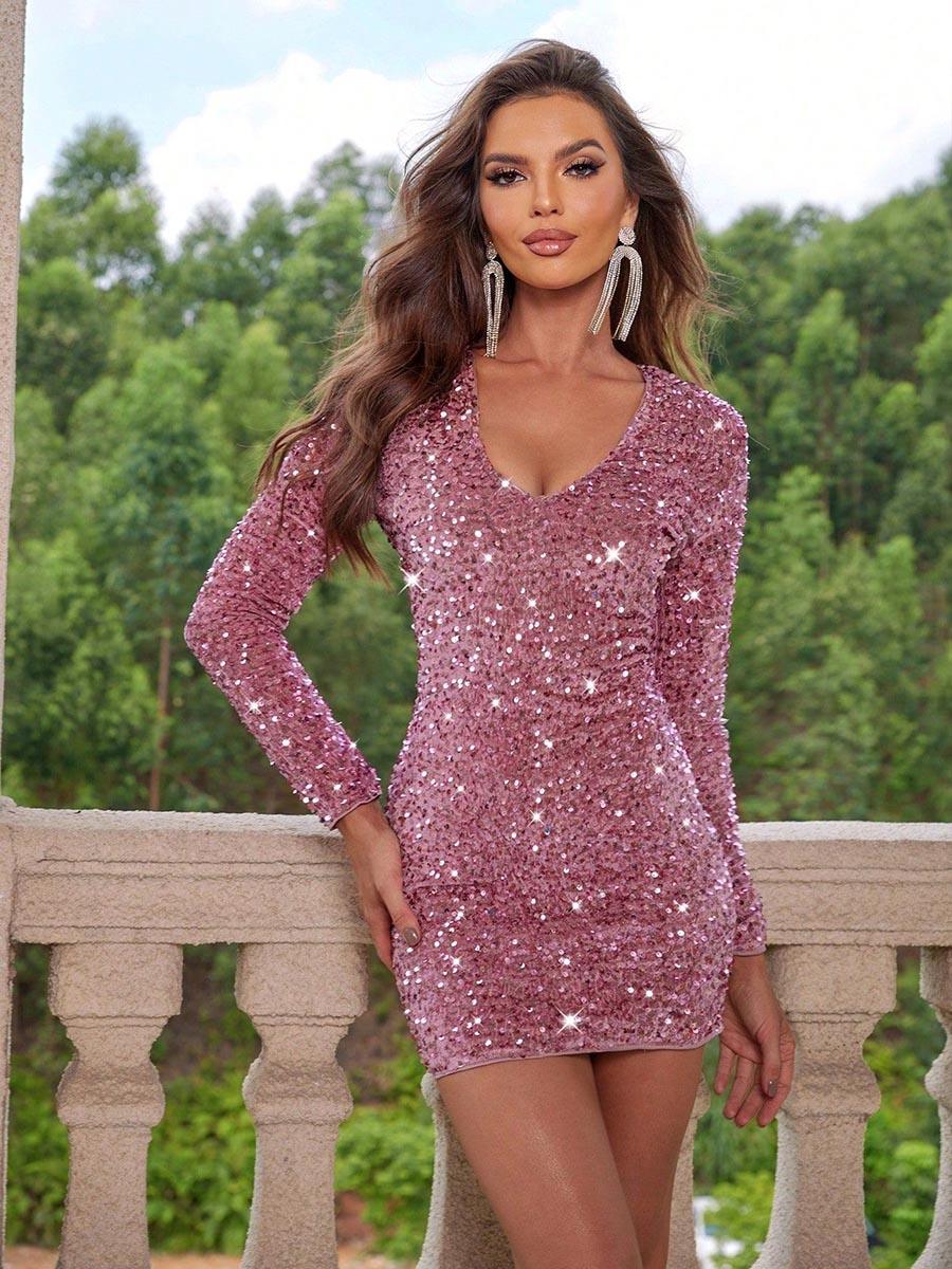 Evanthe Mini-Partykleid mit V-Ausschnitt