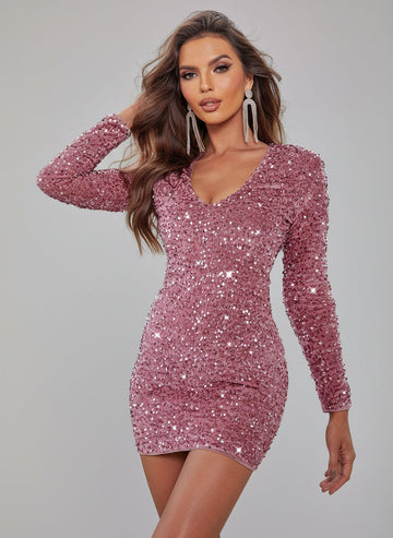 Evanthe Mini-Partykleid mit V-Ausschnitt