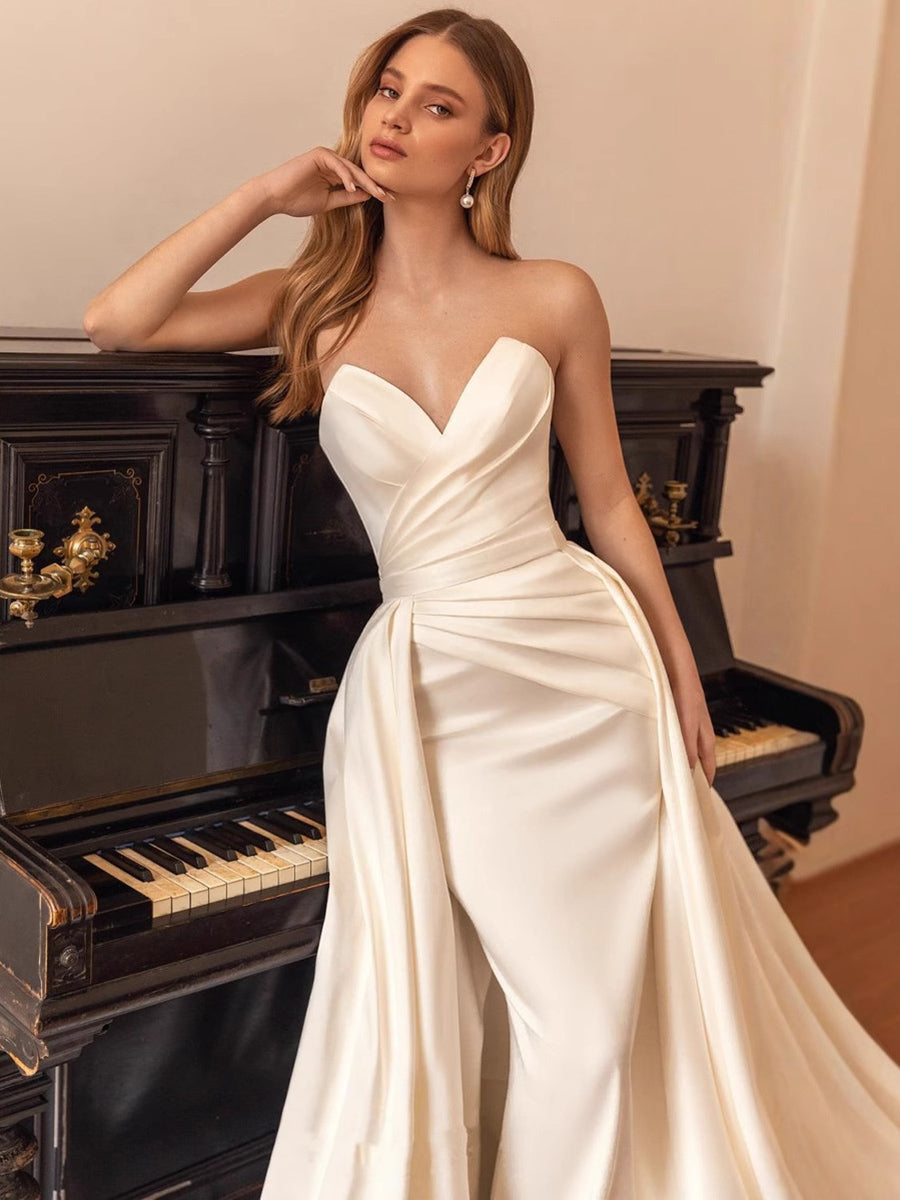 Phoebe Satin-Maxikleid, trägerlos 