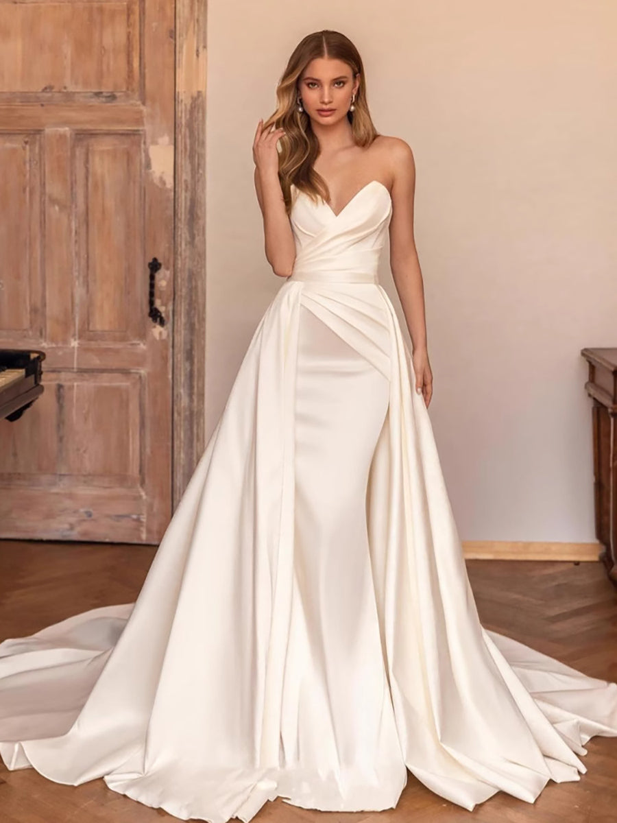 Phoebe Satin-Maxikleid, trägerlos 