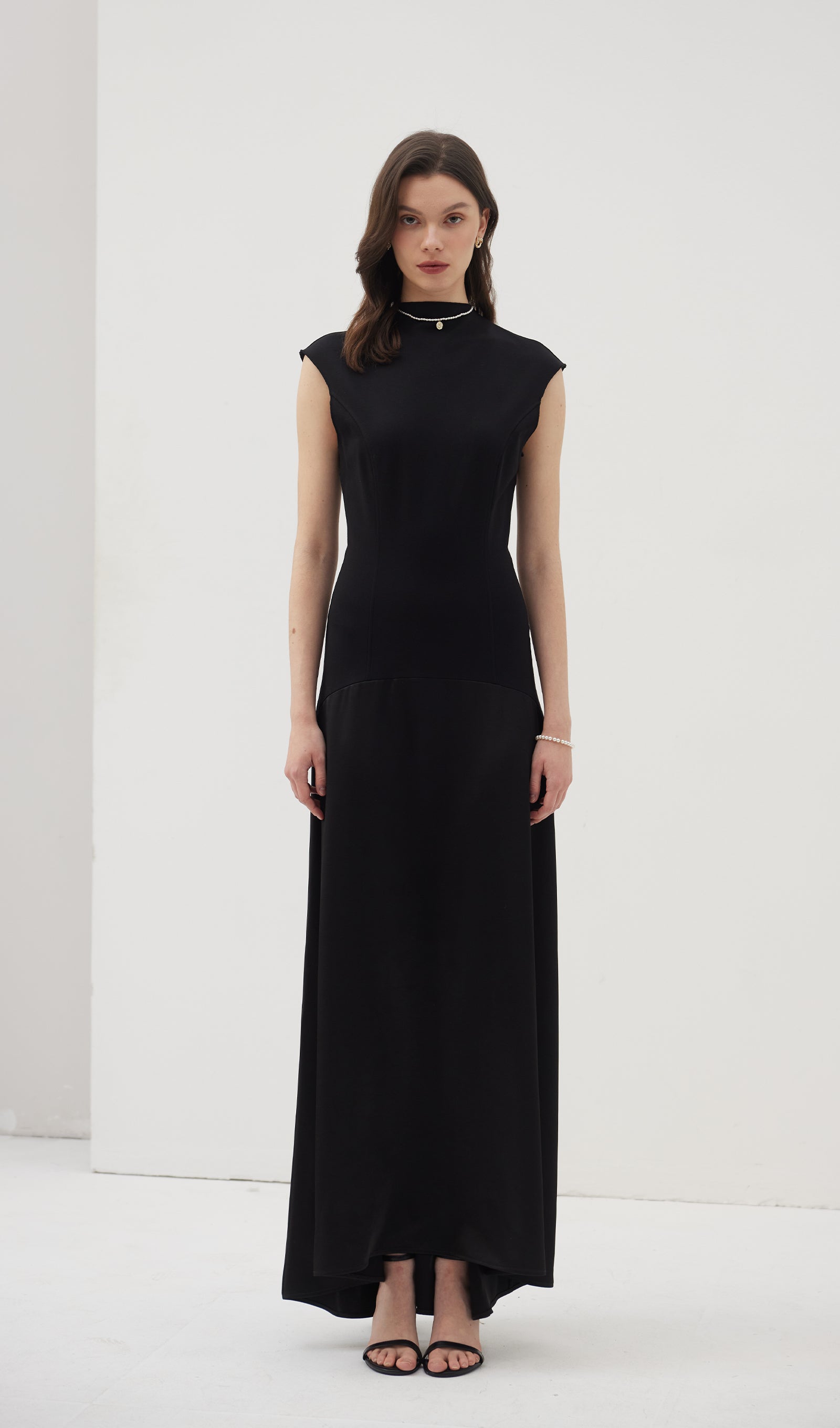 Knitted Satin Sleeveless Maxi Dress 