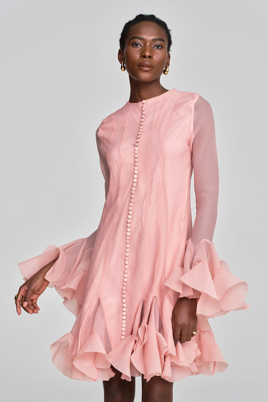 McCarthy File Rüschen-Midikleid Rosa