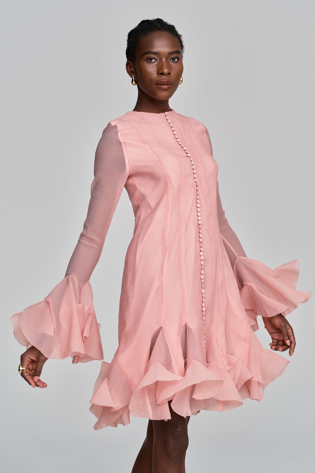 McCarthy File Rüschen-Midikleid Rosa