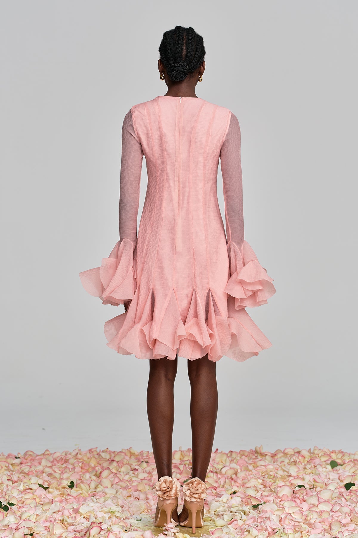 McCarthy File Rüschen-Midikleid Rosa