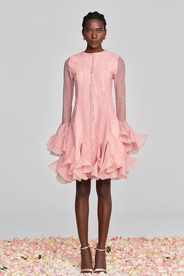 McCarthy File Rüschen-Midikleid Rosa