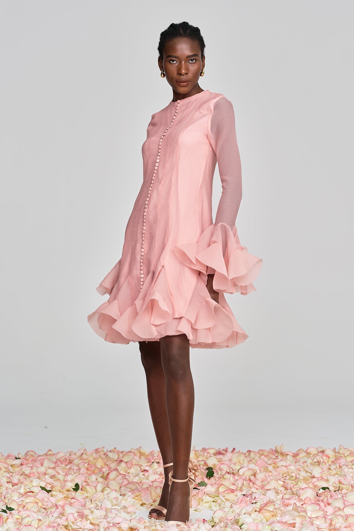 McCarthy File Rüschen-Midikleid Rosa