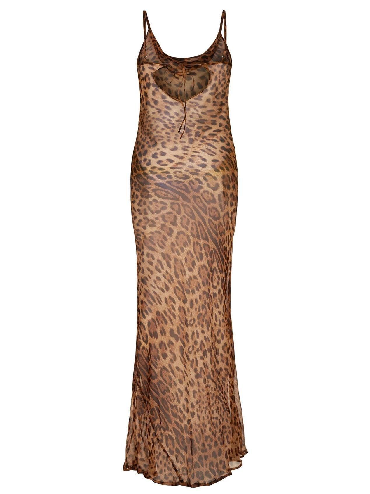 Melany Spaghetti-Maxi-Pareo mit Leopardenmuster
