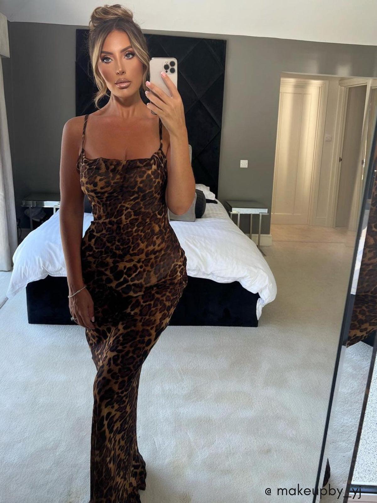 Melany Spaghetti-Maxi-Pareo mit Leopardenmuster