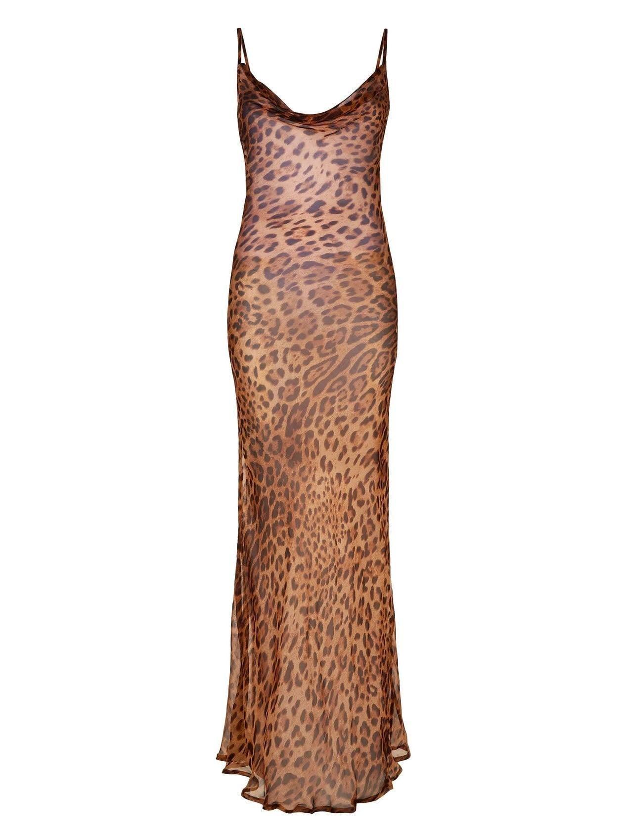 Melany Spaghetti-Maxi-Pareo mit Leopardenmuster