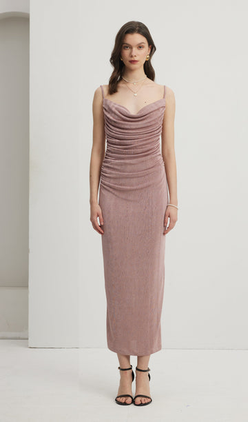 Ruched Flowy Maxi Dress 