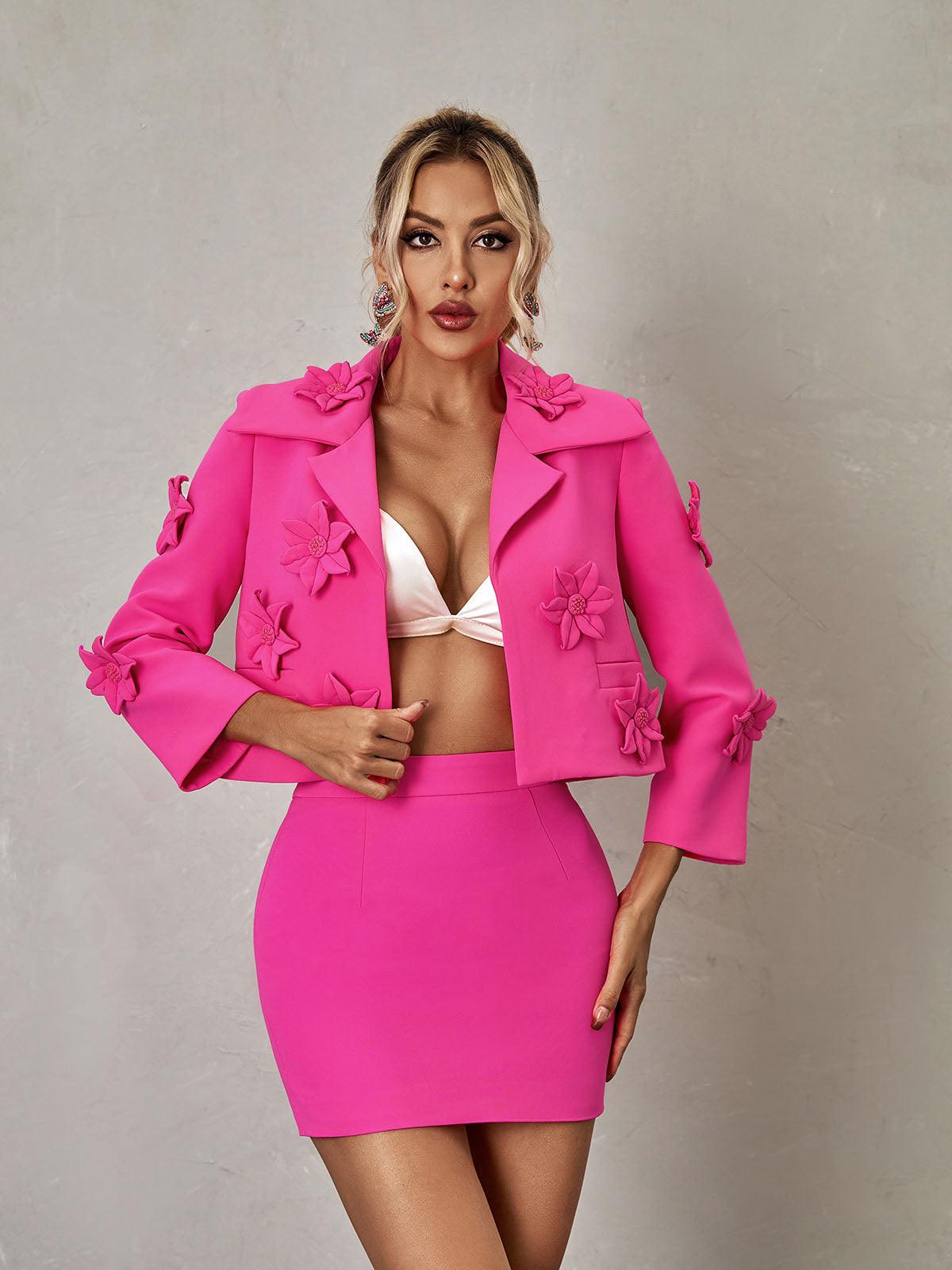 Nylah Blumenblazer-Minirock-Set