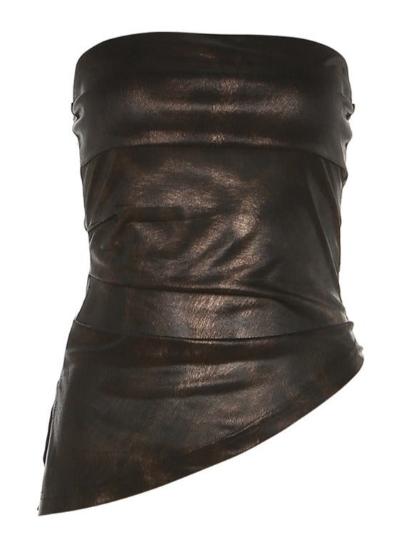 Strapless Pearlescent Crop Blouse