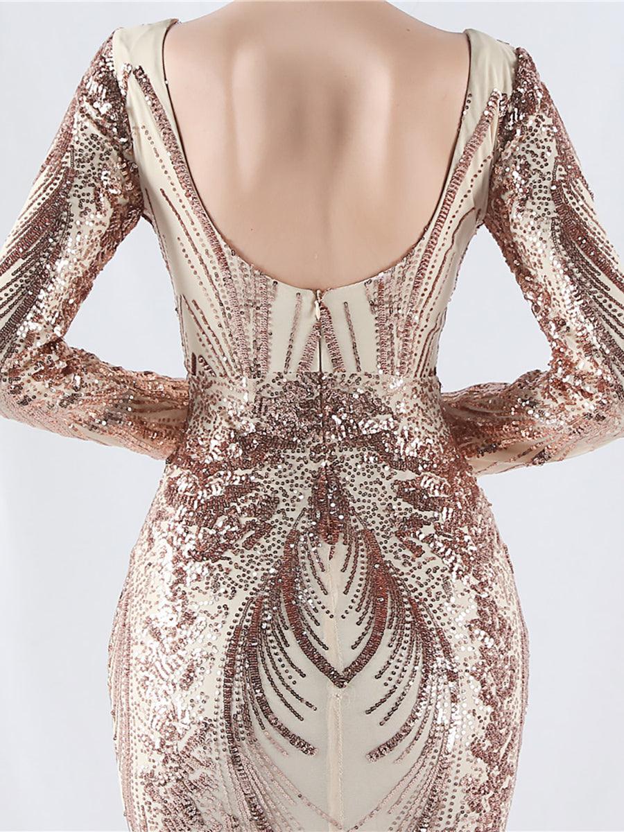 Runa Maxikleid mit V-Ausschnitt und offenem Rücken