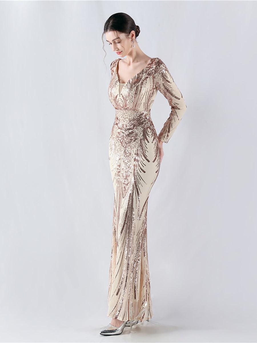 Runa Maxikleid mit V-Ausschnitt und offenem Rücken