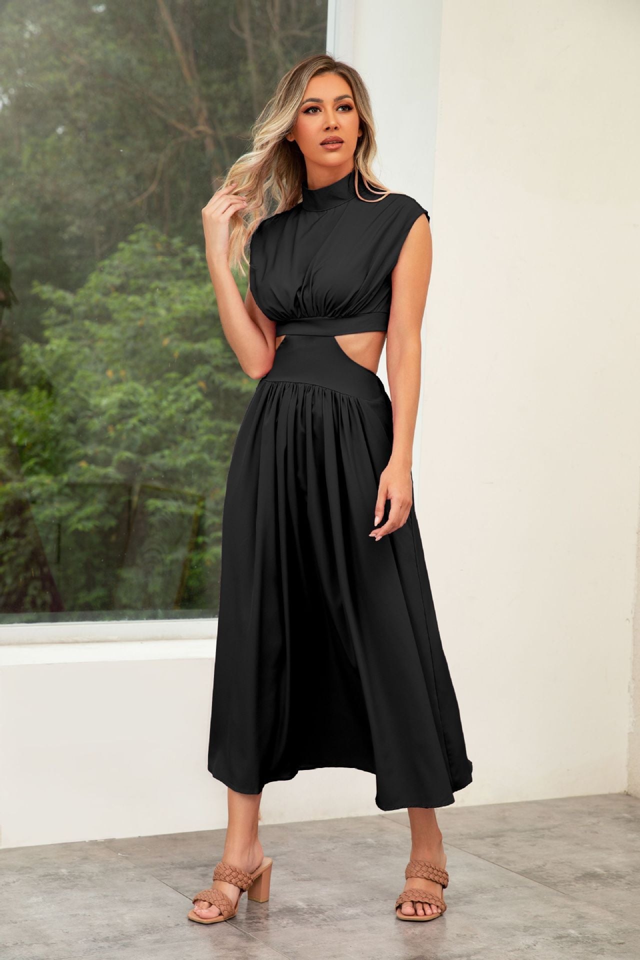 straight cut midi dress COS Women's Layered Straight-Cut Midi Dress