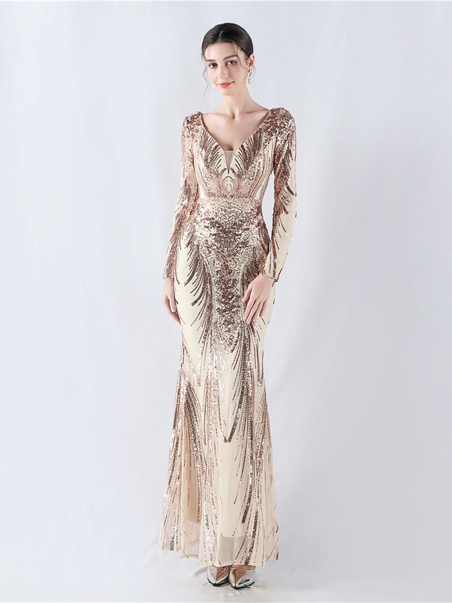 Runa Maxikleid mit V-Ausschnitt und offenem Rücken