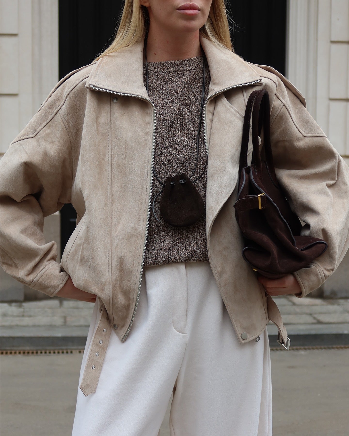 Oversize Suede-Look Brown Coat 