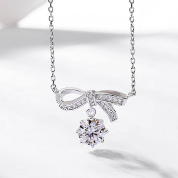 925 Ayar Moissanite Taşlı Fiyonk Kolye