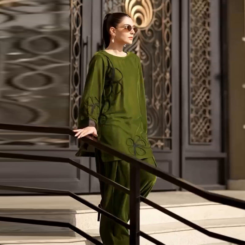 Alisora Yeşil Şık Kadife İkili Takım