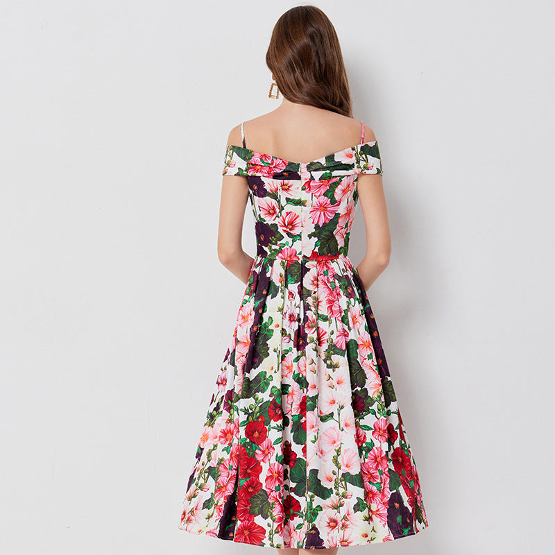 Alianora schulterfreies, geblümtes Midikleid