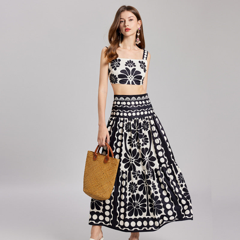Corsica Graphic Pattern Crop Maxi Dress