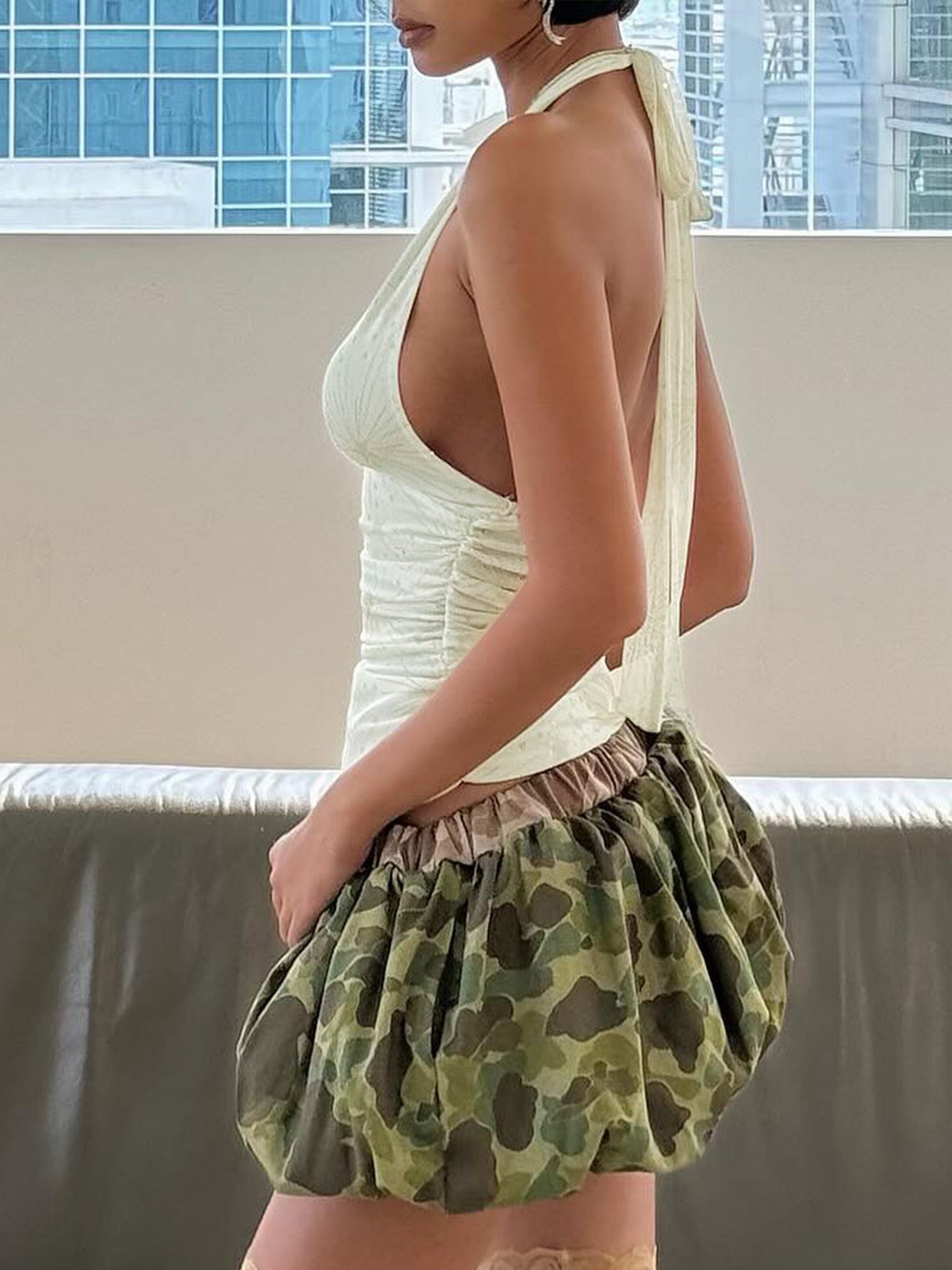 Askılı Pileli Seksi Mini Üst