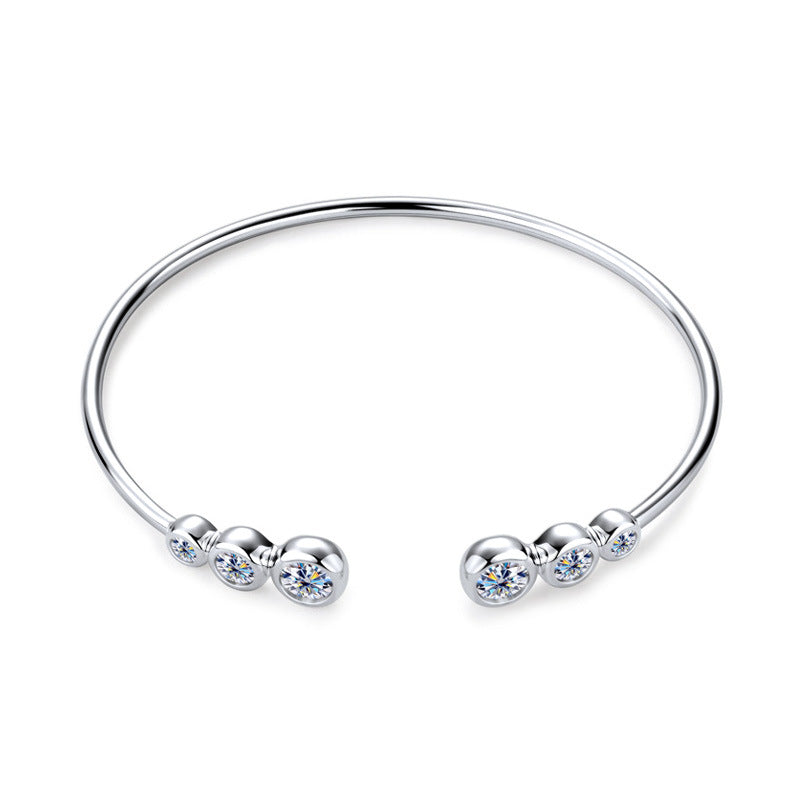Moissanite Taşlı Açık Uçlu Bileklik Avrupa/Amerikan editon