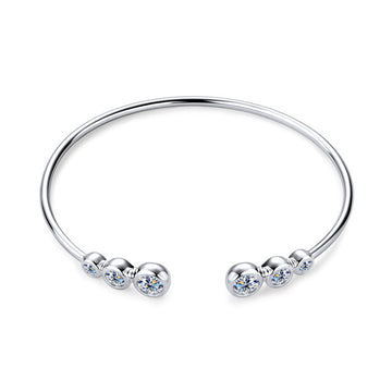 Moissanite Taşlı Açık Uçlu Bileklik Avrupa/Amerikan editon