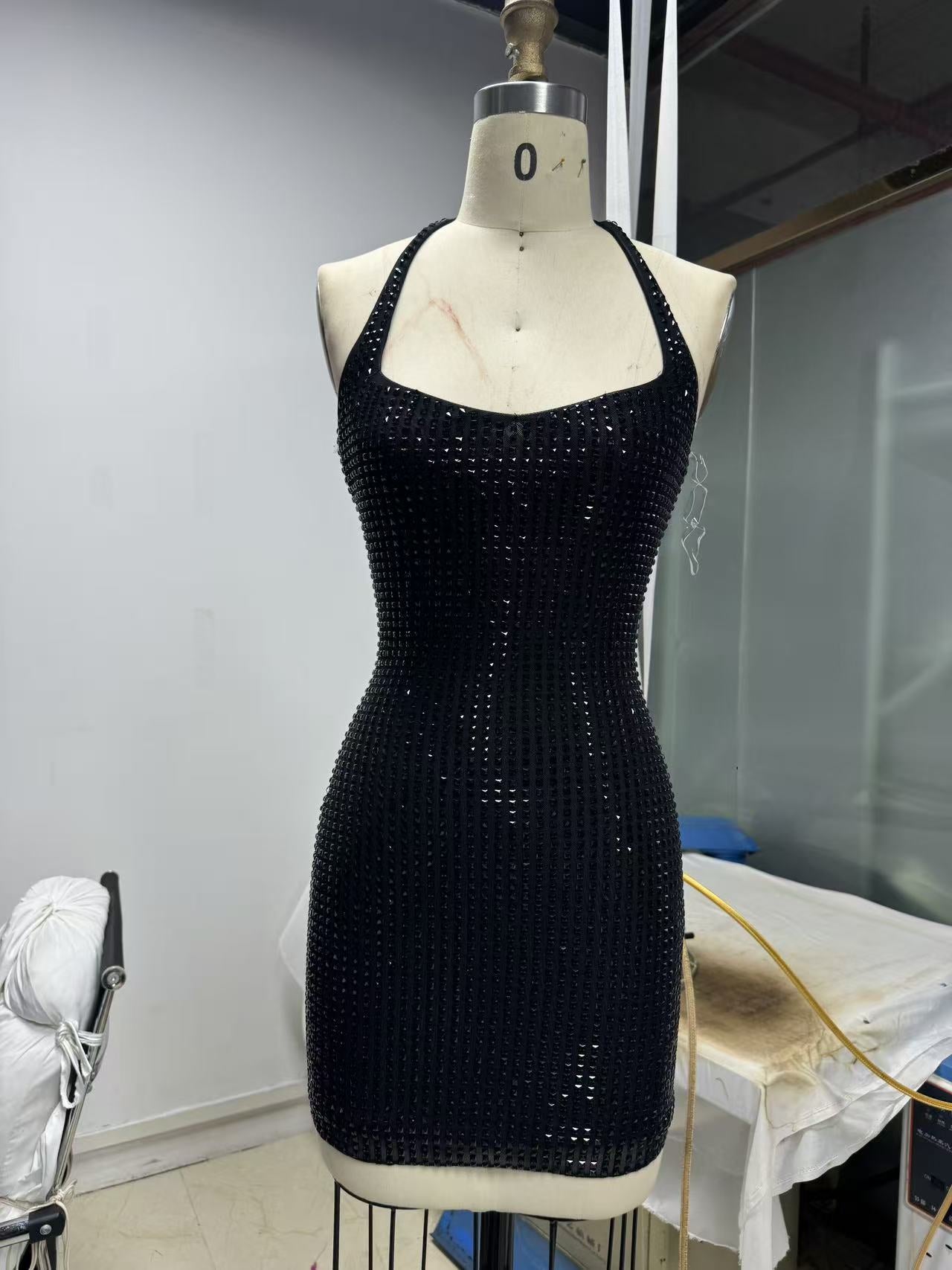 Stone Embellished Strappy Mini Night Dress