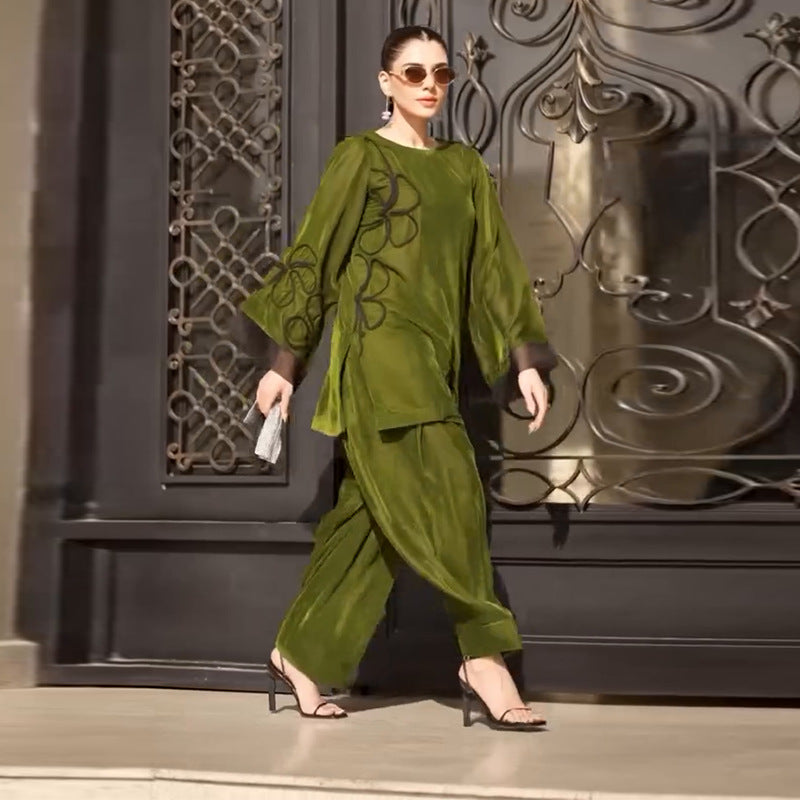 Alisora Yeşil Şık Kadife İkili Takım