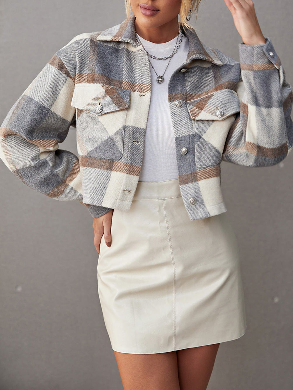 Ekose Crop Ceket