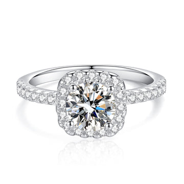 925 Ayar Moissanite Halo Işıltılı Taşlı Yüzük – Zarif ve Göz Alıcı
