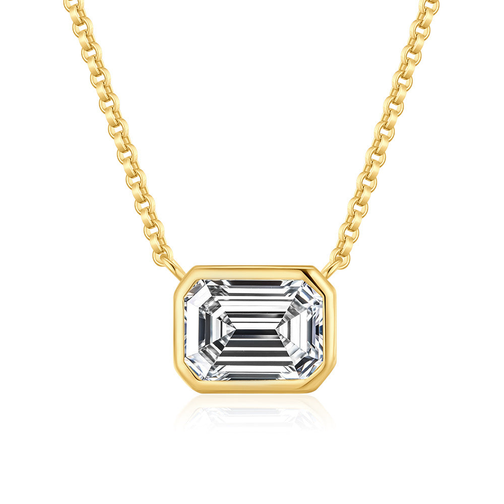 Moissanite Kare Zümrüt Kesim Kolye
