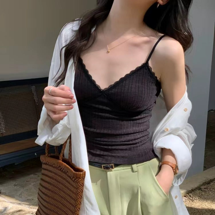 Göğüs Dolgulu Dantel Kenarlı Mini Atlet