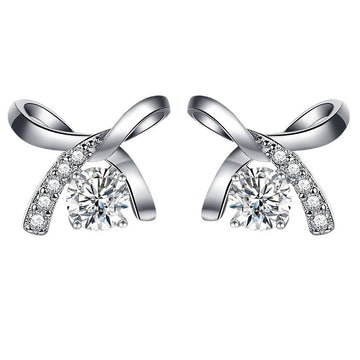 925 Ayar Gümüş Moissanite Taşlı Fiyonk Küpe