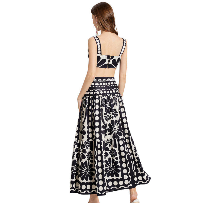 Corsica Graphic Pattern Crop Maxi Dress