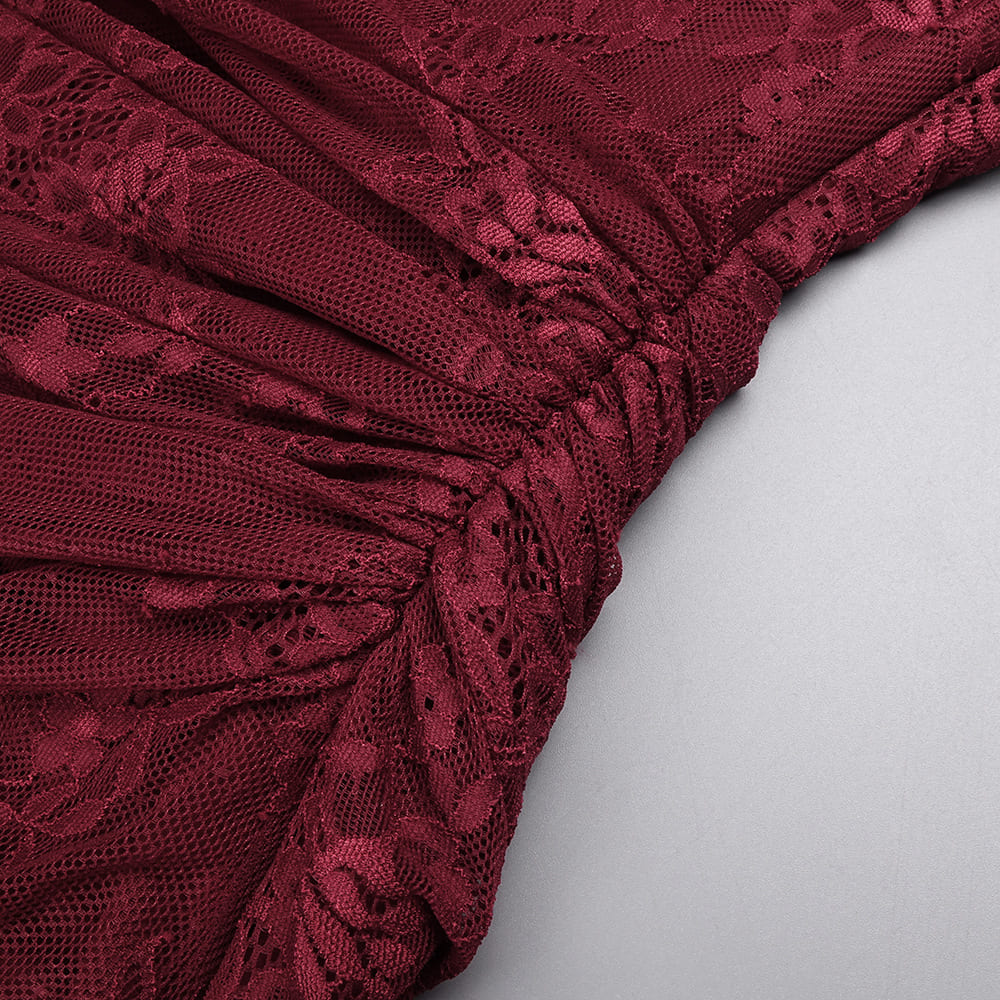 Melisande Tek Omuz Maxi Elbise-Bordo