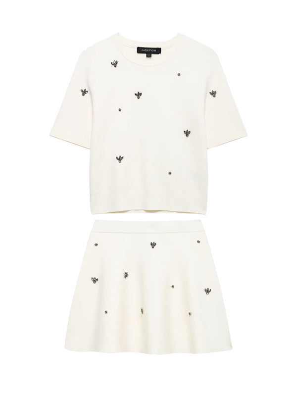 Short-Sleeved Detailed Mini Knitted Dress