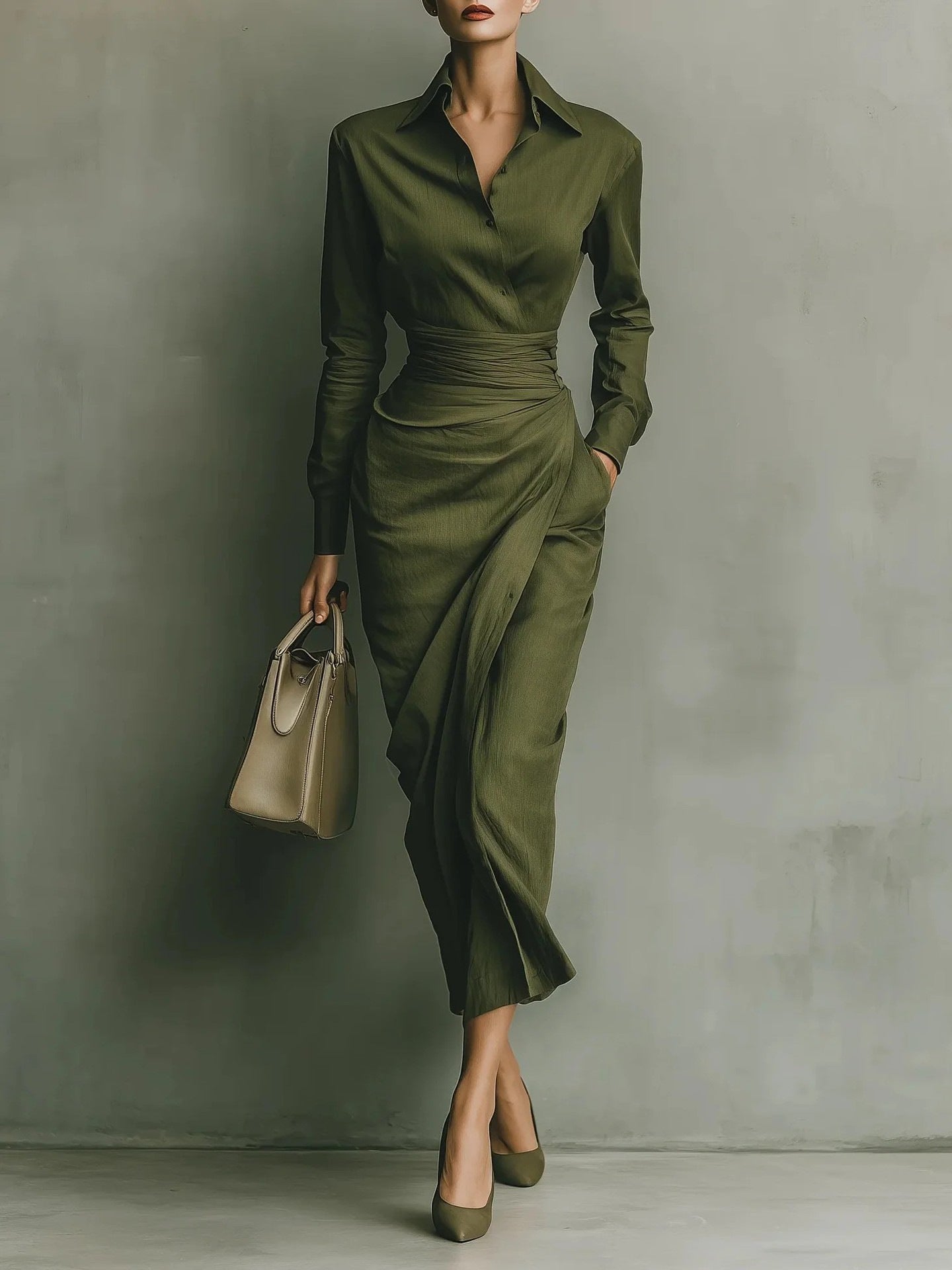Asmara Tie-Waist Midi Sweater Dress