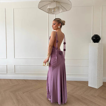 Alisora  Vintage Volanlı Çiçek Detaylı Elbise