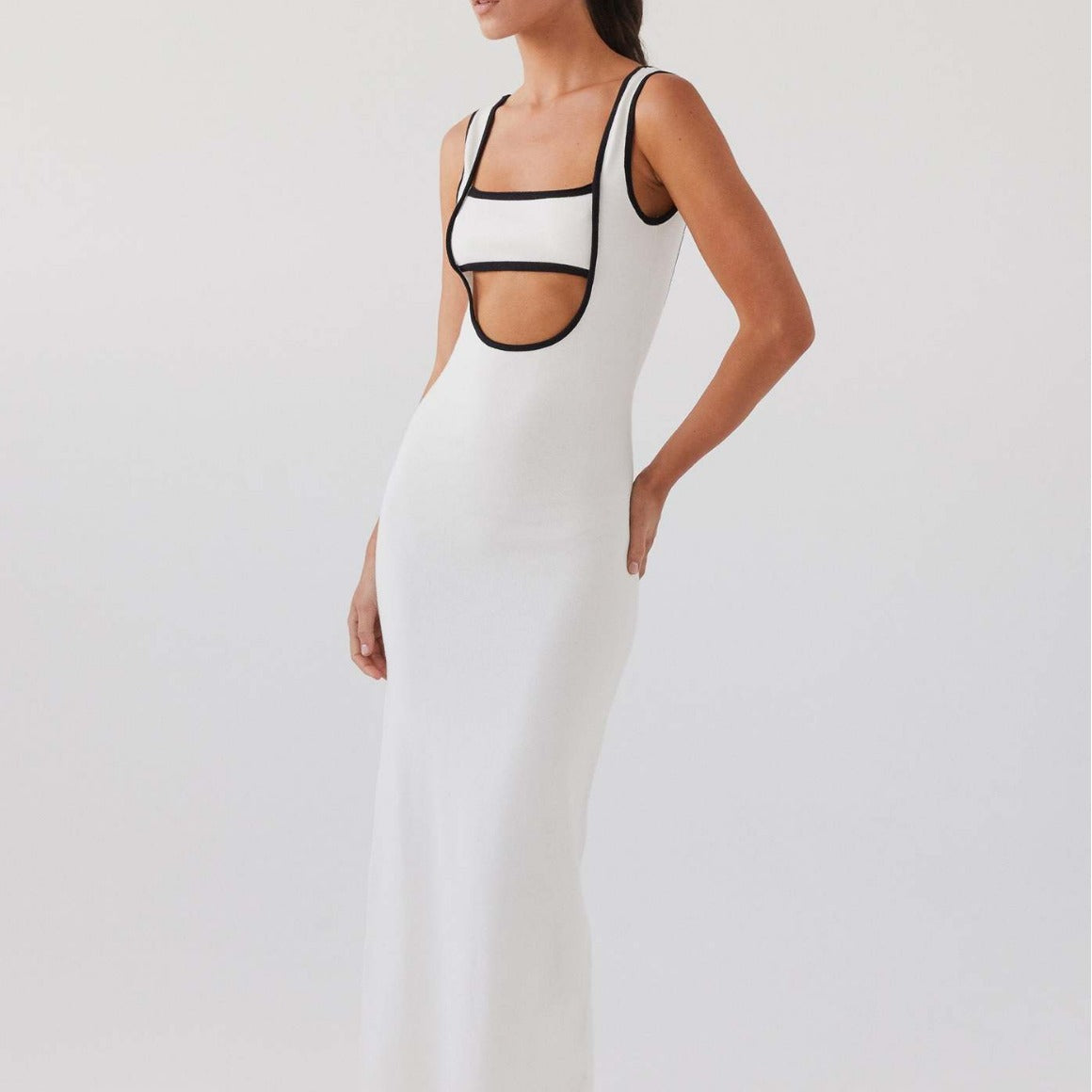 Contrast Cut Maxi Knit Dress